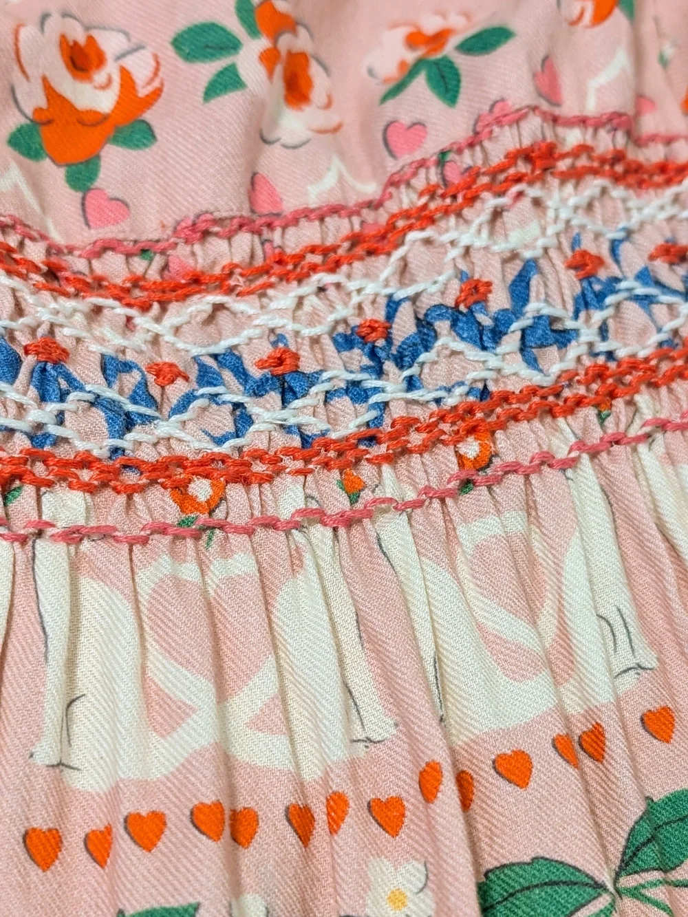 Mini Boden Girls Smocked Pink Dress with Long Sleeves 8-9Y
